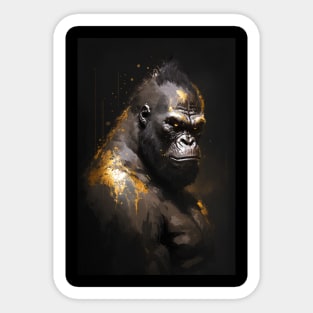 Gorilla Ape Portrait Animal Nature Wildlife Dark Painting Wild Spirit Sticker